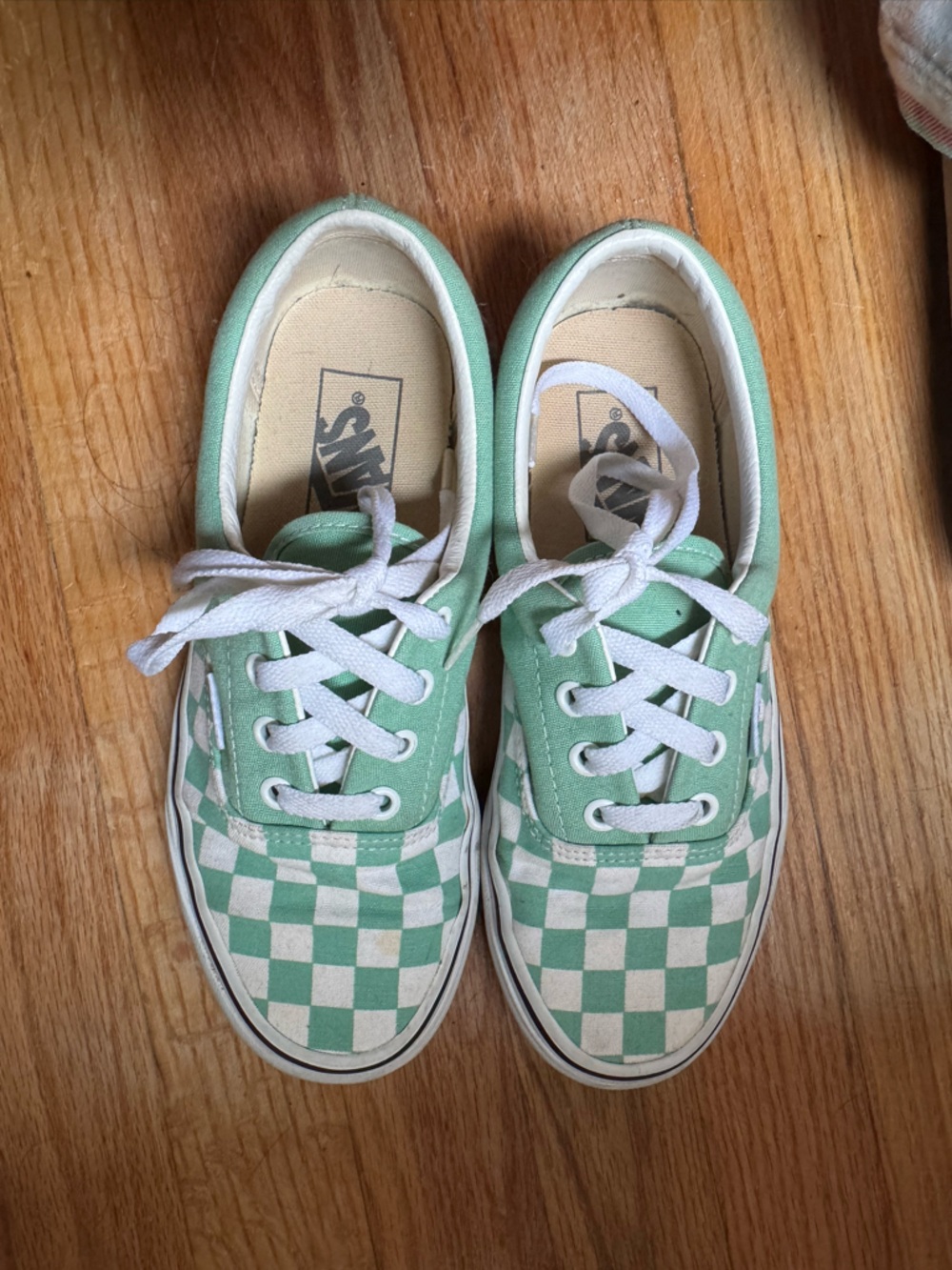 Vans Checkerboard Low-Top Sneakers in Mint and White